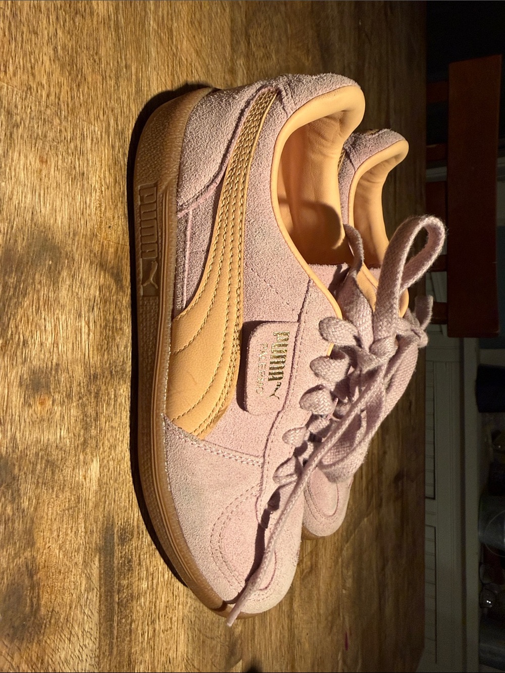 Puma Kids Suede Sneakers in Light Pink and Tan